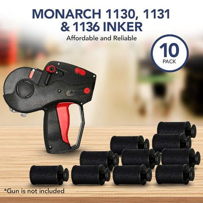 Perco Ink Roll for Monarch 1130, 1131 and 1136 Price and Date Guns - Pack of 10 Replacement Inkers for Monarch 1130, 1131 and 1136 Labelers - Easy to Load, Premium, Clear & Bold Prints - Made in USA - size: 10 Pack