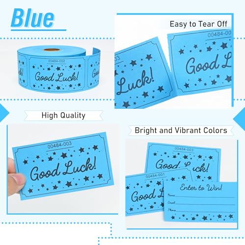 ESSENTIAL 500 Raffle Tickets, Good Luck Raffle Cards - color: Blue, size: 3.5"x2"