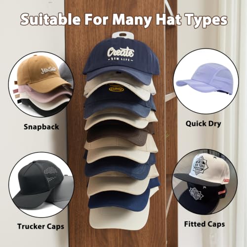 MACOPRO Hat rack for wall, Hat Organizer for Baseball Caps, White 2 Packs - color: 2Packs-White