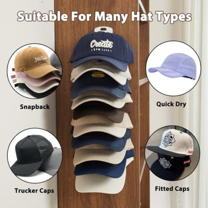 MACOPRO Hat rack for wall, Hat Organizer for Baseball Caps, White 2 Packs - color: 2Packs-White