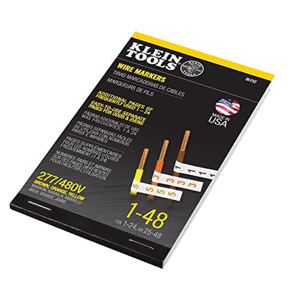 Klein Tools 56252 Wire Marker Book, 277/480V 3 Phase 1-48 (Pack of 2) - size: 1 Count (Pack of 2), style: 277/480V