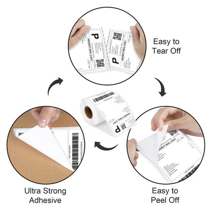 4x6 Direct Thermal Labels with 220 Labels/Roll - Premium Adhesive & Perforated, Water & Grease Resistant Labels Compatible with Rollo, Label Printer - size: Roll- 220 Labels