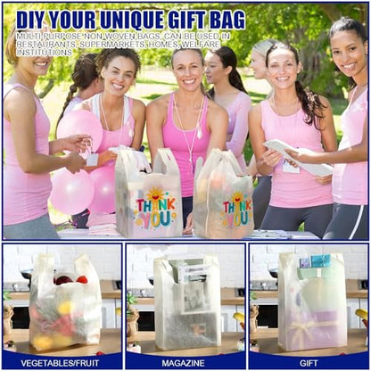 Windyun Large Grocery Bags Bulk Non Woven Totes - color: Beige