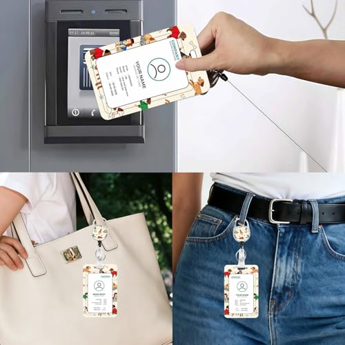 Vertical ID Badge Holder with Detachable Lanyard - Happy Dog - color: Happy Dog