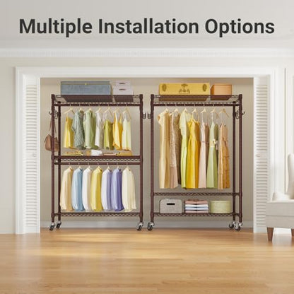 VIPEK R2 Plus Heavy Duty Clothing Rack Rolling Closet for Hanging Clothes - color: Bronze, size: R2 Plus