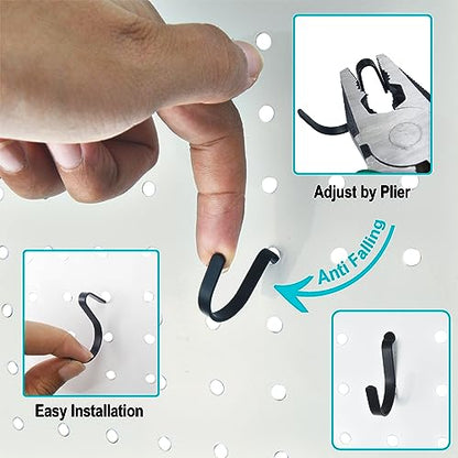 Pegboard J Hooks Black 80pcs Peg Board Metal Tool Hangers for Garage Craft - style: 80pcs Black J Hooks