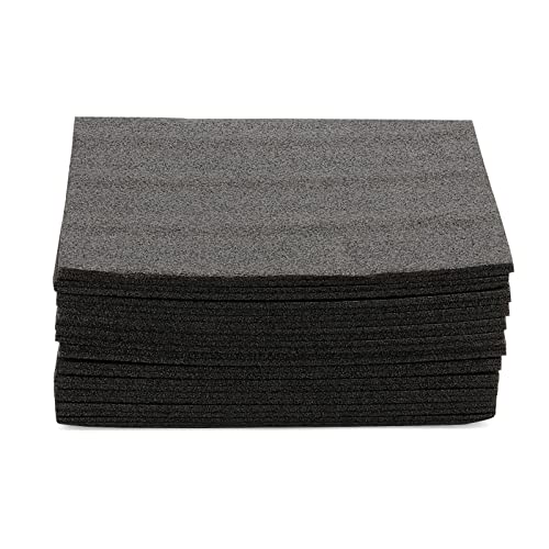 LEXININ 15 Pack 12 x 10 x 2/5 Inch Foam Pads, Polyethylene Cushioning Sheets for Moving, Packing, Crafting, Black