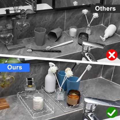 Acrylic Bathroom Vanity Tray 7.9", Soap Dispenser Decorative Scalloped Tray - color: Clear - Small