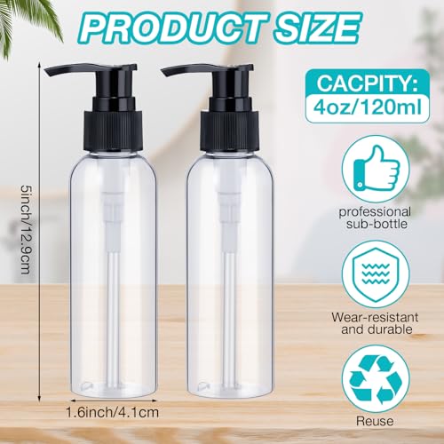 Nuenen 48 Pcs 4oz/120ml Lotion Bottles with Pump, Black and Clear - color: Black and Clear