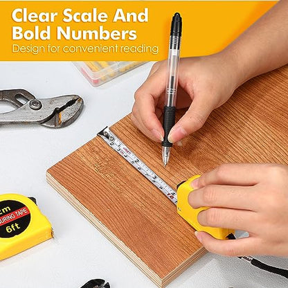 Copkim 50 Pcs 6 ft Mini Tape Measure Retractable Bulk,Yellow - color: Yellow