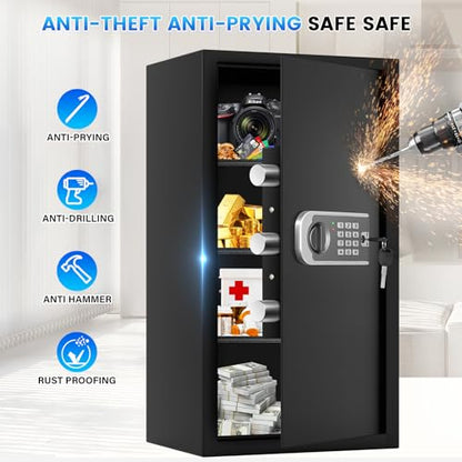 27.56"H Steel Safe Box, 6.0 Cuft Home Safes with Fireproof Waterproof Bag - size: 6.0 Cuft