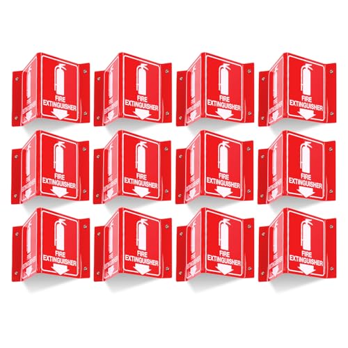 T&R Fire Extinguisher Sign, Fire Extinguisher with Down Arrow - 12 Pack - 8 x 6 Inches Acrylic, 4 pre-drilled holes, Includes Matching Screws, Use for Home Office/Business - color: V - 12 Pack