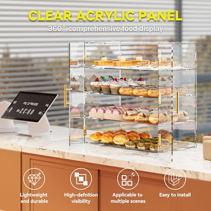4 Tiers Countertop Bakery Display Case - size: 4 Tiers