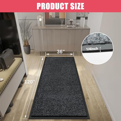 Kuyal Front Door Mat, 3'x10' Indoor Outdoor Entrance Mat - size: 36" x 120"