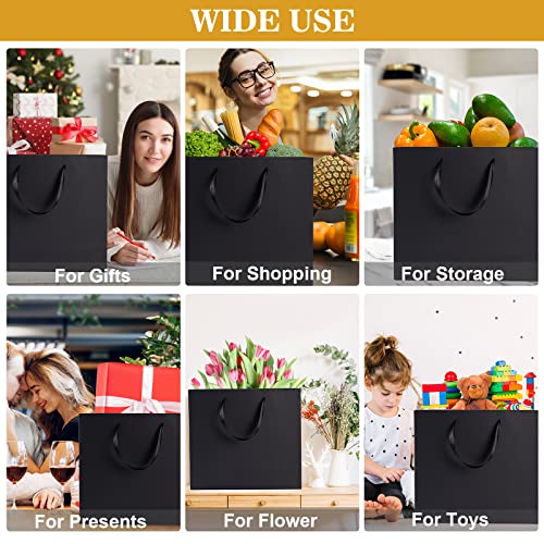 Plauthus 15.7" Black Gift Bags, 12-Pack with Tissue Paper and Ribbon - color: black-12-XL