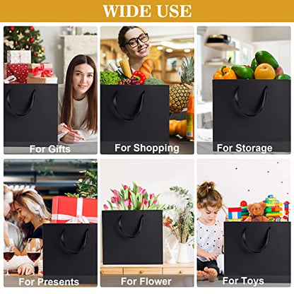 Plauthus 15.7" Black Gift Bags, 12-Pack with Tissue Paper and Ribbon - color: black-12-XL