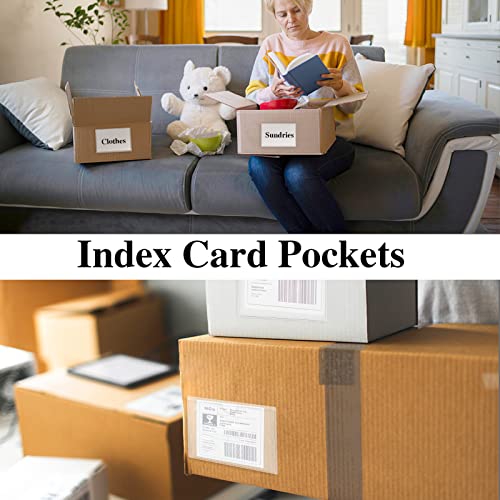72 Pack 3" x 5" Index Card Holder Adhesive Plastic Label Holders Clear Tote Bag Labels Stickers for Organizing Storage Bins Library Card Shelves - size: 3 x 5 Inches (Pack of 2)