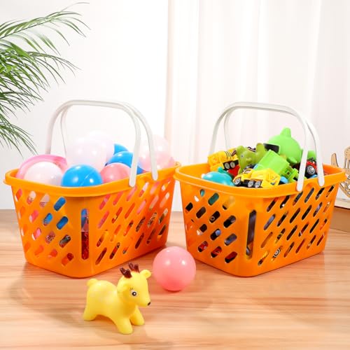 TOYANDONA 2pcs Shopping Basket Toys, Kids Grocery Basket with Handle for Kids Pretend Play Grocery Basket Toys