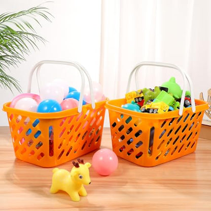 TOYANDONA 2pcs Shopping Basket Toys, Kids Grocery Basket with Handle for Kids Pretend Play Grocery Basket Toys