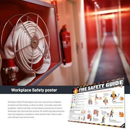 Fire Safety Poster – OSHA Compliance Fire Extinguisher & Hydrant Use Guide, Fire Types Chart, Emergency Instructions, Workplace Safety Sign, Laminated, Large 18 x 24 Wall Chart - style: Fire