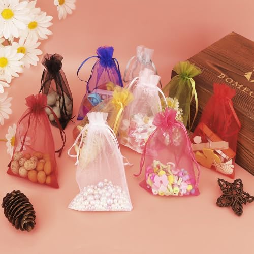 100PCS Organza Bags, 4x6 inch Small Mesh Sachets, Gold Sheer Wedding & Party Favor Bags for Candy, Jewelry, Bracelets and Small Gifts - color: Gold