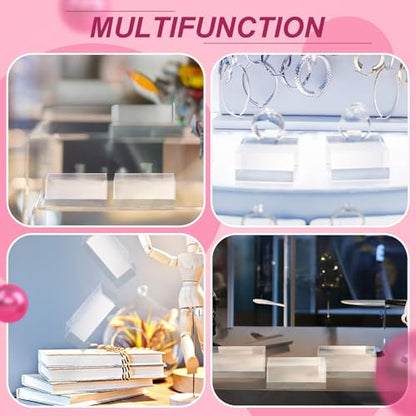 Vicenpal 4 Pieces Acrylic Square Display Block 2 x 2 x 1 Inches