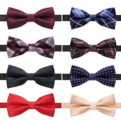 AUSKY 8 PACKS Elegant Adjustable Pre-tied Bow Ties for Men Boys (1&4&5&6&8 Pack for option) - color: D