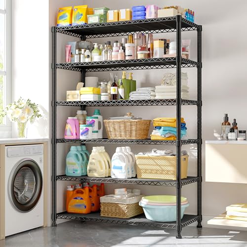 REIBII 6 Tier Metal Shelving, Space Saving & Shelf Adjustable for Kitchen - size: 【6 Tier】75"H X 35"W X 14"D