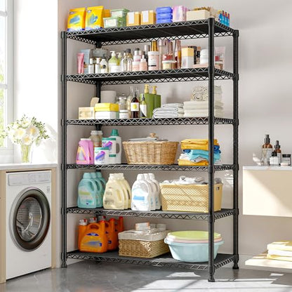REIBII 6 Tier Metal Shelving, Space Saving & Shelf Adjustable for Kitchen - size: 【6 Tier】75"H X 35"W X 14"D