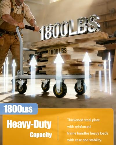 Heavy Duty 1800LBS Steel Platform Cart – 36"x24" Collapsible Flatbed Utility Dolly, 6" Lockable Swivel Wheels, Hand Truck for Warehouse, Garage, Moving - color: Sliver-1800lbs