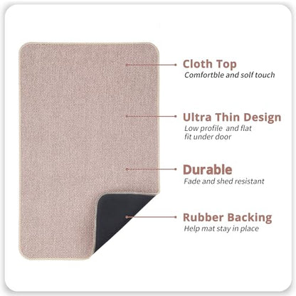 Bath Mat,Ultra Thin Bathroom Rugs,Rubber Bath Mats for Bathroom,Bath rugs - color: Beige, size: 1'5" X 2'3" (2 Pack)