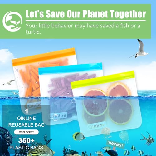 Reusable Food Storage Bags - 10 Pack Freezer Bags, Extra Thick Leakproof Lunch Bags for Salad Fruit Marinate Meats Travel - 10 Sandwich Storage Bag - size: 10 Pack - 10 Sandwich