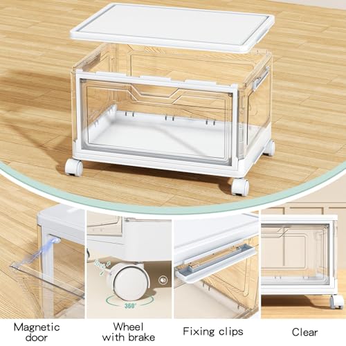 Kmiectse Clear Storage Bins with Lids - 4 Tier 23qt Plastic Stackable Bins - size: 23QT-4Pack&1Lid