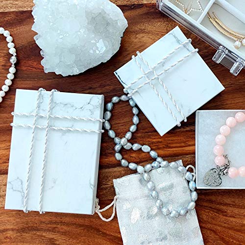 TheDisplayGuys 25 Cardboard Gift Jewelry Boxes w/Paddings #65-6.0x5.0x1 - color: Marble White