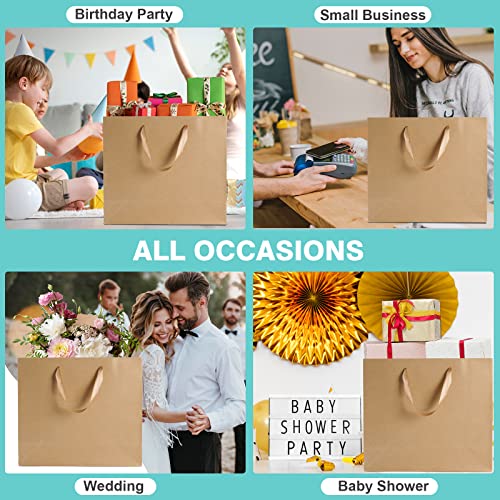 Plauthus 12.5" Brown Gift Bags, 4-Pack with Tissue Paper and Ribbon - color: brown-4-lager