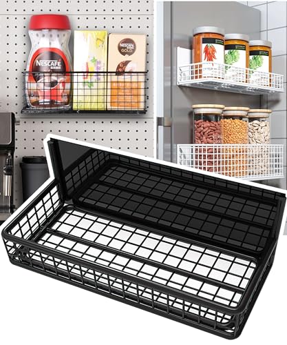 Magnetic Shelf Fridge Basket Bin for Washer Dryer Locker Whiteboard Cabinet - color: Black-Low
