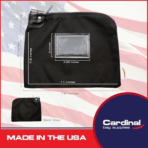 Locking Canvas Cash Bag, Black, 9 x 12 Inch - color: Black