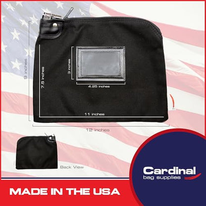 Locking Canvas Cash Bag, Black, 9 x 12 Inch - color: Black