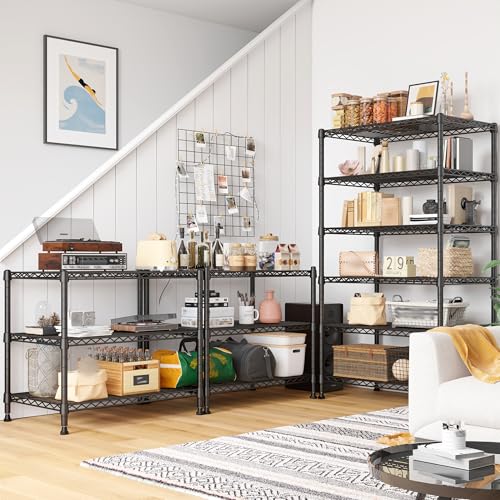 REIBII 70" H Wire Shelving, Space Saving & 6 Tier Adjustable, for Laundry - size: 【6 Tier】71"H x 21.65"W x 11.8"D