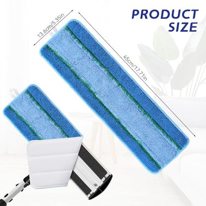Upgraded Replacement Microfiber Mop Pads for Rubbermaid Commercial 18 Inch Mop 17 Inch Mops, Reusable Wet & Dry Commercial Cleaning Flat Mops System 18" 17" Refill Head for Multi-Surface Floor-12Pack - color: Upgrades Blue 12pack