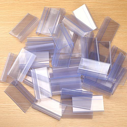 Qunclay 100 Pcs Glass Shelf Label Holders Clear Plastic Clip on for Wood