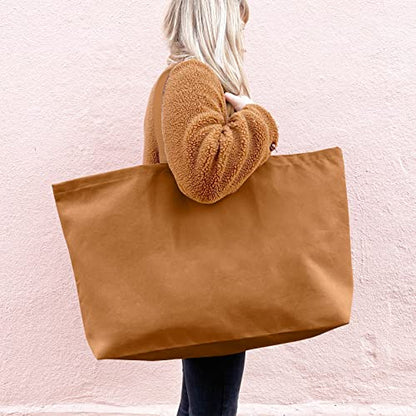 Large Canvas Tote Bag Reusable Extra Big Grocery Bags - color: Brown