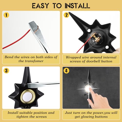 Lighted Wired Doorbell Button, Metal Wall Mount Push Button, Black