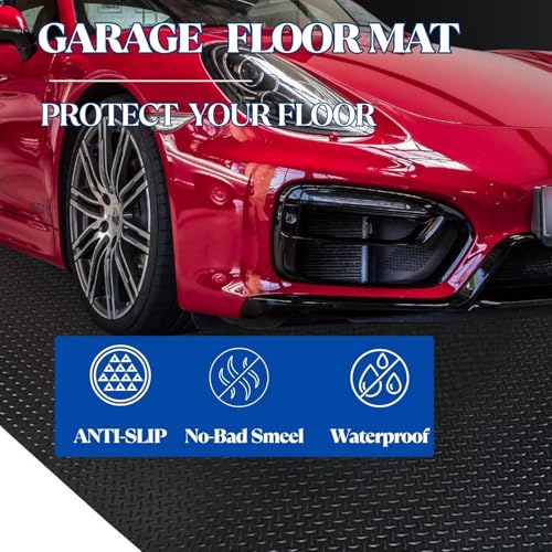 BESEA 4 x 15 FT Garage Floor Mat, Diamond Plate Rubber Flooring Roll - size: 15FT