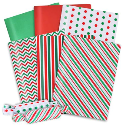 BEISHIDA 100 Sheets Christmas Red Green Tissue Paper Bulk for Gift Wrapping - color: 6rg120