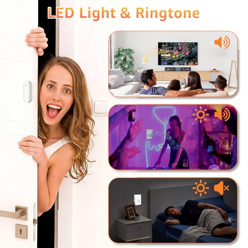Cruxer Door Chime, Plug-in Doorbell When Door Opens, 600 FT Wireless Range, 48 Chimes, 5 Volume Levels, LED Indicators, Entry Sensor Alarm for Business, Home, Store, Office - style: Magnetic Doorbell