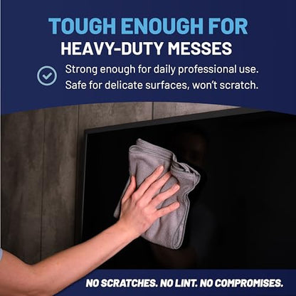 MW Pro Microfiber Cleaning Cloth | Gray | 12 Pack | 16” x 16” | All Purpose Microfiber Towels - Clean, Dust, Polish, Scrub, Absorbent - color: Gray