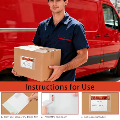 500 Pack 7.5 x 5.5 Inch Packing List Envelopes, Clear Packing Slip Pouches - size: 7.5'' x 5.5''