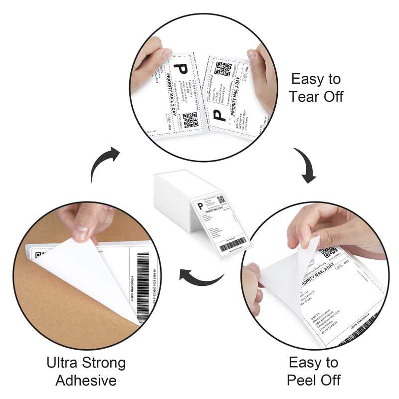 4x6 Direct Thermal Labels, 500 per Stack,BPA Free - size: Stack-500 Labels