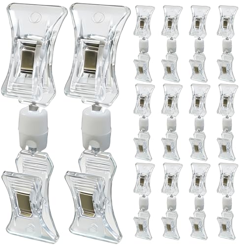 12Pack Double Sided Swivel Price Tag Clips, Clear - size: 12 PCS